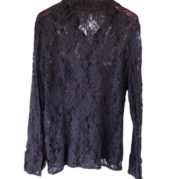 New Vintage Y2K crystal button down sheer lace top Holiday cocktail party glam - Picture 9 of 10